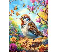 Oiseau avec Un nid d'œufs dans Un Jardin en Pleine Floraison 300 Pièces Puzzle Personne Âgée en Carton Épais sans Déformation Faune et Flore Facile Débutant Anti-Stress Thérapie Occupationnelle Petit