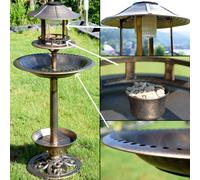Fontaine à eau pour oiseaux design SOLAR LED éclairage décoration extérieure bronze 105 cm