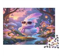 Oiseau Blanc Fantaisie Forêt Puzzle 1000 Pièces Puzzle pour Adultes Relaxation Concentration Interaction Familiale Décoration Cadeau 52x38cm/1000pcs