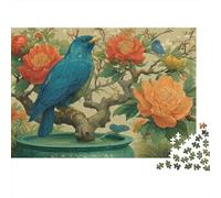 Oiseau Bleu Floral Art Puzzle 1000 Pièces pour Adultes, Un Jeu De Dexérité Très Difficile Puzzle Éducatif avec des Défis 52x38cm/1000pcs