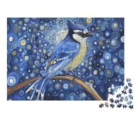 Oiseau Bleu Fond Bleu Abstrait Puzzle 1000 Pièces Papier pour Adultes Relaxation Nocturne Puzzle en Famille 38x26cm/1000pcs