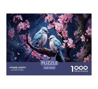 Oiseau Bleu Puzzle 1000 Pièces Divertissement Créatif De l'art De La Décoration Forêt de Fleurs de cerisiers Challenge Toy Adultes & Enfants des 14 Ans 70x50cm/1000pcs