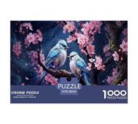 Oiseau Bleu Puzzle 1000 Pièces Divertissement Créatif De l'art De La Décoration Forêt de Fleurs de cerisiers Challenge Toy Adultes & Enfants des 14 Ans 38x26cm/1000pcs