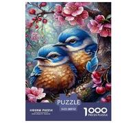 Oiseau Bleu Puzzles 1000 Pièces Cadeau Unique Cherry Blossom Tree Challenge Toy À De Qualité Supérieure Peinture Art pour Adultes Et Enfants 52x38cm/1000pcs