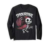 Oiseau Cardinal Effrayant Squelette Oiseau Rouge Halloween Manche Longue