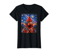 Oiseau Cardinal Rouge Portant des Lunettes Drapeau américain T-Shirt Graphique avec Valeur