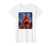Oiseau Cardinal Rouge Portant des Lunettes Drapeau américain T-Shirt Graphique avec Valeur