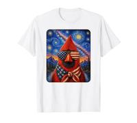 Oiseau Cardinal Rouge Portant des Lunettes Drapeau américain T-Shirt Graphique avec Valeur