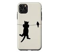 Oiseau Chat sur Fil Pire Ennemis Besties Amis Silhouette Coque pour iPhone 11 Pro Max