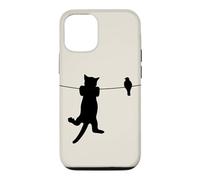 Oiseau Chat sur Fil Pire Ennemis Besties Amis Silhouette Coque pour iPhone 12/12 Pro