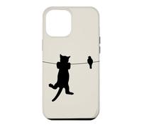 Oiseau Chat sur Fil Pire Ennemis Besties Amis Silhouette Coque pour iPhone 12 Pro Max