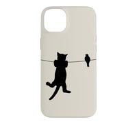 Oiseau Chat sur Fil Pire Ennemis Besties Amis Silhouette Coque pour iPhone 14 Plus