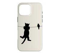Oiseau Chat sur Fil Pire Ennemis Besties Amis Silhouette Coque pour iPhone 16 Pro Max