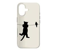 Oiseau Chat sur Fil Pire Ennemis Besties Amis Silhouette Coque pour iPhone 17
