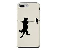 Oiseau Chat sur Fil Pire Ennemis Besties Amis Silhouette Coque pour iPhone 7 Plus/8 Plus