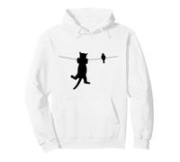 Oiseau Chat sur Fil Pire Ennemis Besties Amis Silhouette Sweat à Capuche