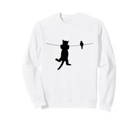 Oiseau Chat sur Fil Pire Ennemis Besties Amis Silhouette Sweatshirt