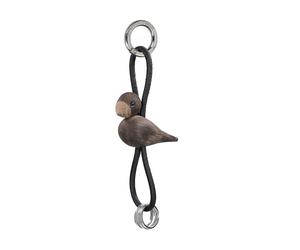 Oiseau chêne argenté métal pendentif avec cuir noir Kay Bojesen - 5709513398080