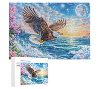 Oiseau coloré avec Nuit étoilée et Fleurs Puzzle 300 Pièces pour Famille Loisirs Intérieurs Esprit D’Équipe Cadeau pour Saison Festive 300 PCS