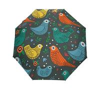 Oiseau Coloré Parapluie Pliant Ouverture et Fermeture Automatique Protection UV Parapluies Pliant Coupe-Vent Ultra-léger pour Voyager Plage Femmes Enfants Fille