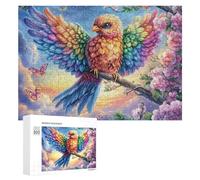 Oiseau coloré sur clôture dans Le Champ de blé with Butterflies Puzzle 300 Pièces pour Famille Soirée Puzzle Résolution De Problèmes Cadeau pour Cohésion 300 PCS