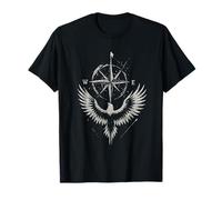 Oiseau Corbeau Gothique Corbeau Lune lumière Nuit Ombre scène Volante T-Shirt