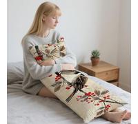 Oiseau Coussin de Grossesse 50x150cm Oreiller de Corps Rétro Housse Coussin pour Dormeur Long sur Le Côté,Traversin Oreiller de Corps Velour Pillow Case pour Maison Chambre lit Canapé Cadeaux LYD98