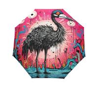 Oiseau D'Autruche Dessiné À La Main Parapluie Pliant Enfant Garçons Filles Automatique Protection UV Parapluies Coupe-Vent pour Voyager
