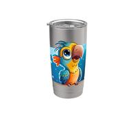 Oiseau De Jungle Arc-en-ciel Perroquets Plumes Perroquet Gobelet isotherme en acier inoxydable double paroi