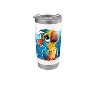Oiseau De Jungle Arc-en-ciel Perroquets Plumes Perroquet Gobelet isotherme en acier inoxydable double paroi