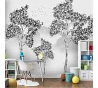 Oiseau De Montagne Simple En Noir Et Blanc Papier Peint 3d Moderne Soie Texturée Haut De Gamme IdéAl Pour Le Salon Et La Chambre à Coucher-300cm×210cm