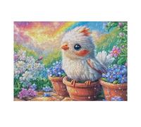 Oiseau de Noël dans Un Champ de Fleurs 300 Pièces Puzzle Créatif en Carton Épais sans Déformation Difficulté Moyenne Activité Manuelle Loisir Créatif Cadeau Anniversaire 300 PCS