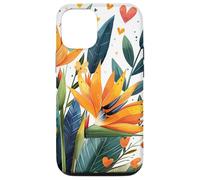 Oiseau de paradis Fleurs avec cœurs autour du graphique Boho Coque pour iPhone 12/12 Pro