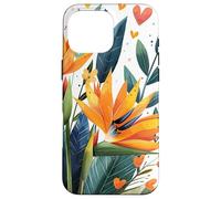 Oiseau de Paradis Fleurs avec cœurs Autour du Graphique Boho Coque pour iPhone 16 Pro Max