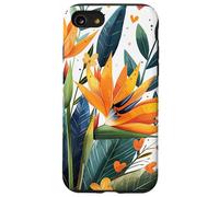 Oiseau de paradis Fleurs avec cœurs autour du graphique Boho Coque pour iPhone SE (2020) / 7 / 8