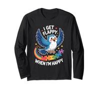 Oiseau de Sensibilisation à l'Autisme avec Inscription « I Get Flappy When I'm Happy » Manche Longue