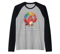 Oiseau de Sensibilisation à l'Autisme avec Inscription « I Get Flappy When I'm Happy » Manche Raglan