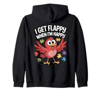 Oiseau de Sensibilisation à l'Autisme avec Inscription « I Get Flappy When I'm Happy » Sweat à Capuche