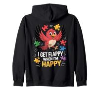 Oiseau de Sensibilisation à l'Autisme avec Inscription « I Get Flappy When I'm Happy » Sweat à Capuche