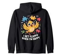 Oiseau de Sensibilisation à l'Autisme avec Inscription « I Get Flappy When I'm Happy » Sweat à Capuche