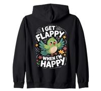 Oiseau de Sensibilisation à l'Autisme avec Inscription « I Get Flappy When I'm Happy » Sweat à Capuche