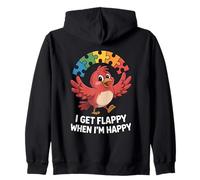 Oiseau de Sensibilisation à l'Autisme avec Inscription « I Get Flappy When I'm Happy » Sweat à Capuche