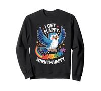 Oiseau de Sensibilisation à l'Autisme avec Inscription « I Get Flappy When I'm Happy » Sweatshirt