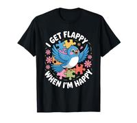 Oiseau de Sensibilisation à l'Autisme avec Inscription « I Get Flappy When I'm Happy » T-Shirt