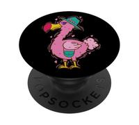 Oiseau Dodo Rose avec Chapeau PopSockets PopGrip Adhésif
