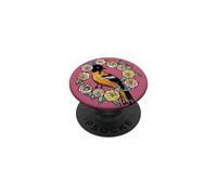 Oiseau d'oriole et Fleurs Roses Illustration Florale PopSockets PopGrip Adhésif