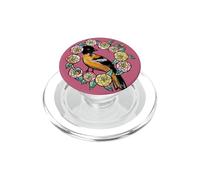 Oiseau d'oriole et Fleurs Roses Illustration Florale PopSockets PopGrip pour MagSafe