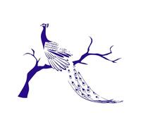 Oiseau du paradis Magnifique arbre Fairy Tail Stickers gravés 51x67.7cm Culture du tatouage Bleu foncé