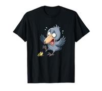 Oiseau Effrayant avec Grenouille drôle de Dessin animé Animal Panique T-Shirt