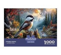 Oiseau et Petites bêtes Puzzles 1000 Pieces Cadeau Unique Forêt d'automne Challenge Toy À De Qualité Supérieure Peinture Art pour Adultes Enfants 70x50cm/1000pcs